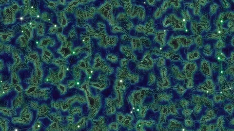 Abstract Circuit Board Pattern with Glowing Nodes Vídeos de archivo 331928143