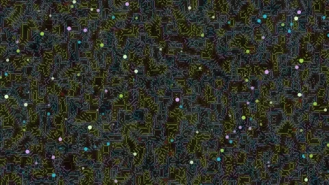 Abstract Circuit Board Pattern with Glowing Dots Stock Footage 332195609