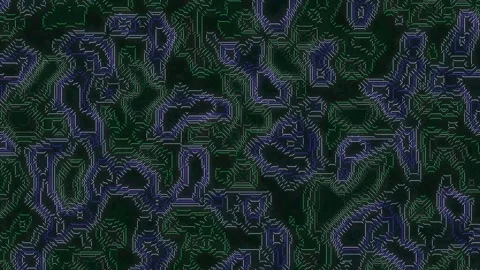 Abstract Circuit Board Pattern in Green and Purple Stock Footage 332195582