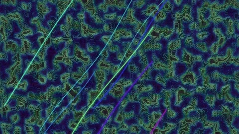 Abstract Circuit Board Pattern with Neon Lines Stock Footage 332042834