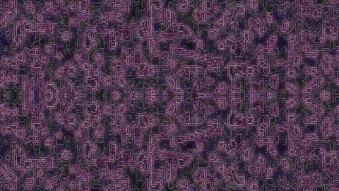 Abstract Circuit Board Pattern in Pink and Purple Stock Footage 332183419