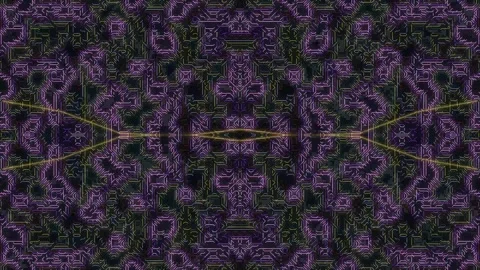 Abstract Circuit Board Pattern in Purple and Yellow Stock Footage 332180751
