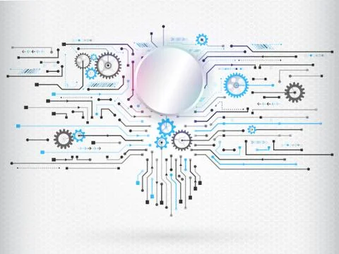 Abstract circuit communication concept. Background with various computer tech Stock Illustration