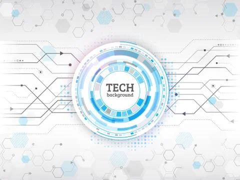 Abstract circuit communication concept. Background with various computer tech Stock Illustration