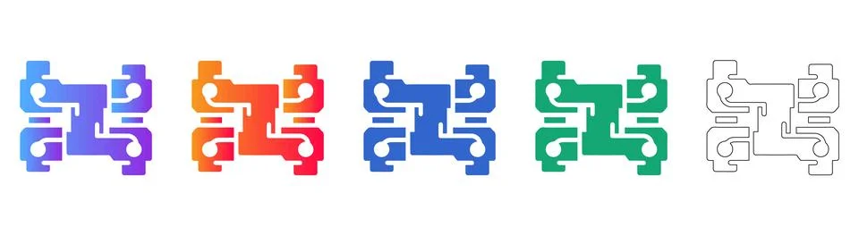 Abstract Circuit Node Icon Set Illustrazione stock