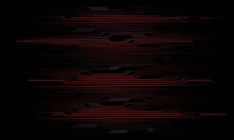 Abstract circuit pattern red light on black design modern technology future Stock Illustration