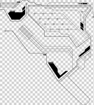 Abstract circuit pattern is showing flat design with black traces, nodes on Stock Illustration