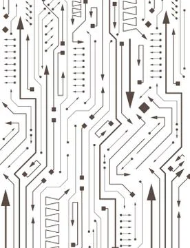 Abstract circuit in PCB-layout style with arrows Ilustración de archivo