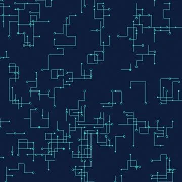 Abstract circuit schematic pattern with interconnected nodes on dark backgrou イラスト素材