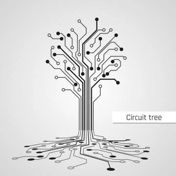 Abstract Circuit Tree. Technology design element. Computer engineering hardwa Stock Illustration