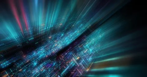 Abstract circuitry with digital grid background, Data deep learning computer  Stock Illustration