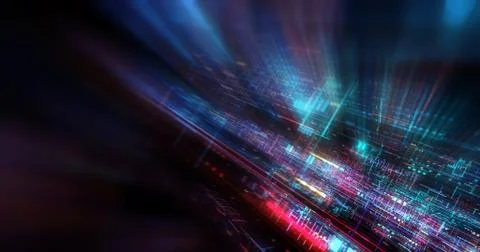 Abstract circuitry with digital grid background, Data deep learning computer  Stock Illustration