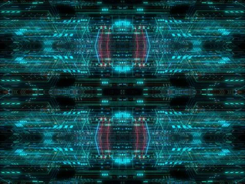 Abstract circuitry with digital grid background, Data deep learning computer  Stock Illustration