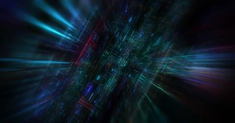 Abstract circuitry with digital grid background, Data deep learning computer  Stock Illustration