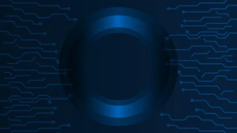 Abstract Circuits and Technology-Themed Background with Digital Circuitry i.. Stock Illustration