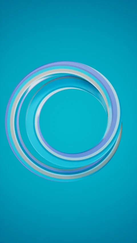 Abstract circular 3d shapes on blue background. 3d rendering Stock Footage 340143265
