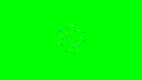 Abstract circular animation of blue and yellow dots on a green background Stock Footage 340903009