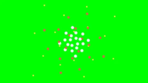 Abstract circular animation of red and yellow dots on a bright green screen 스톡 동영상 340901770