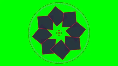Abstract circular arrangement of dark trapezoidal shapes on green background Stock Footage 340267250