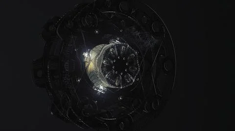 Abstract circular background loop of steel and light for motion graphic イラスト素材