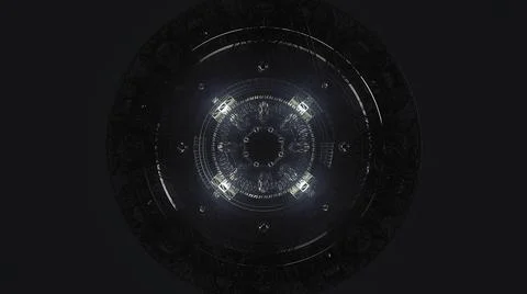 Abstract circular background loop of steel and light for motion graphic Stock Illustration