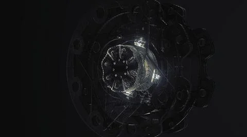 Abstract circular background loop of steel and light for motion graphic Stock Illustration