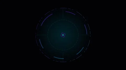 Abstract circular blue digital interface element on a black background Stock Footage 338309451