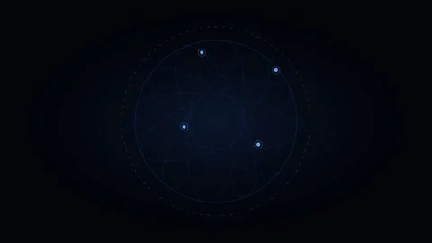 Abstract circular blue digital interface design on a dark black background Stock Footage 338309560