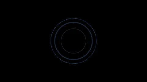 Abstract circular blue glowing neon interface design on a dark background 库存影片 335149844
