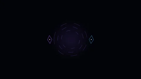 Abstract circular blue glowing neon lines on a deep black background Vídeos de archivo 338312080