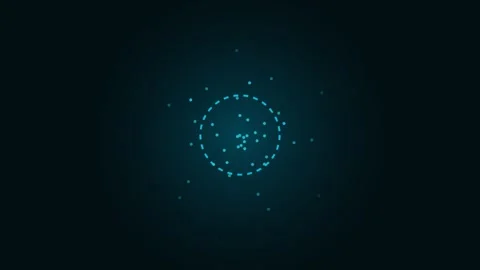 Abstract circular blue light particles floating on a dark background 動画素材 338310844