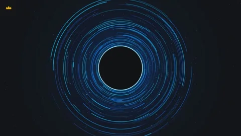 Abstract circular blue light trails rotating around black hole in digital d.. Stock Footage 340654897