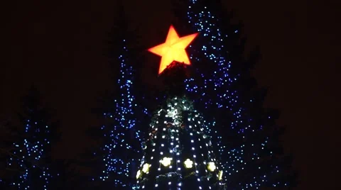 Abstract circular bokeh background of Christmas tree light Stock Footage 58356512