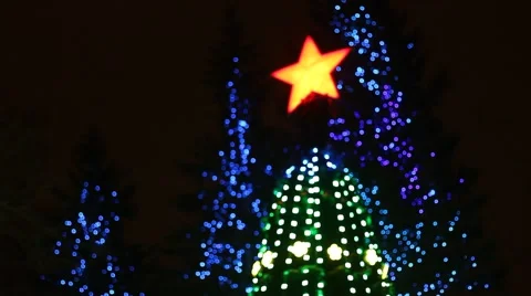 Abstract circular bokeh background of Christmas tree light Stock Footage 58356560