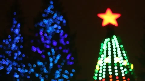 Abstract circular bokeh background of Christmas tree light Stock Footage 58356698