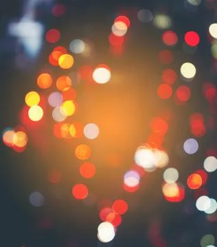 Abstract circular bokeh background of City light in heart shape Stock Photos