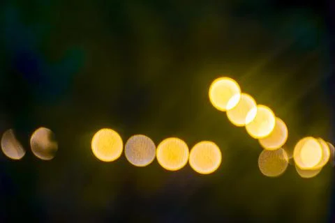 Abstract circular bokeh background of city night light, defocused Stock Photos