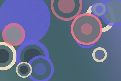 Abstract circular bubble pattern with teal, purple and pink shapes creates .. Stock Illustration