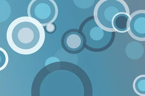 Abstract circular bubble shapes in layered blue tones create a calm, modern.. 스톡 일러스트