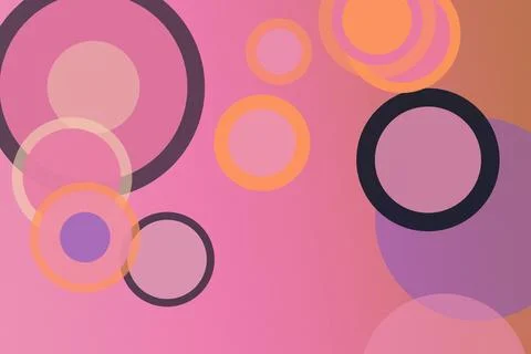 Abstract circular bubble shapes in pink, purple, and orange create a playfu.. Stock Illustration