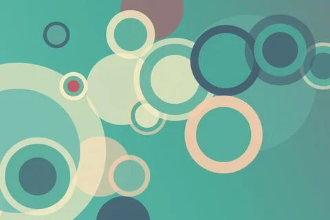 Abstract circular bubble shapes in teal, beige, and gray form a soft modern.. 스톡 일러스트