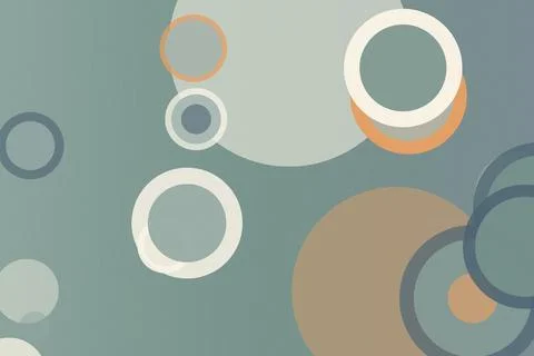 Abstract circular bubble shapes in teal, beige, and orange create a calm, m.. Stock Illustration