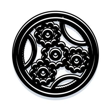 Abstract circular clockwork mechanism gears moving continuously Stock Illustration