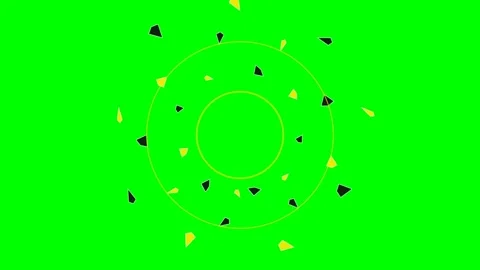 Abstract circular composition with fragmented yellow and black shards Stock Footage 340904830