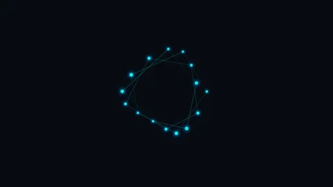 Abstract circular constellation of glowing blue dots against black background Stock Footage 339618725