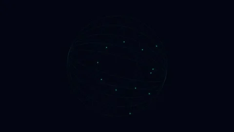 Abstract circular constellation of glowing green dots on a black background Stock Footage 338311258