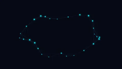 Abstract circular constellation pattern with glowing blue points and lines Stock Footage 338309453