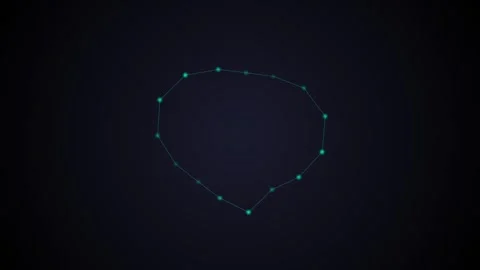 Abstract circular constellation pattern with glowing teal nodes on dark Stock Footage 339614898