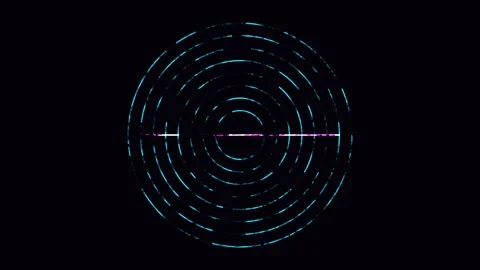 Abstract Circular Data Flow with Digital Glitch Effect in Dark Environment Stock Footage 342519615