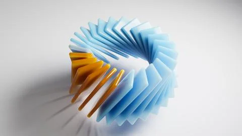 Abstract circular design featuring interlocking blue and orange elements Stock Illustration